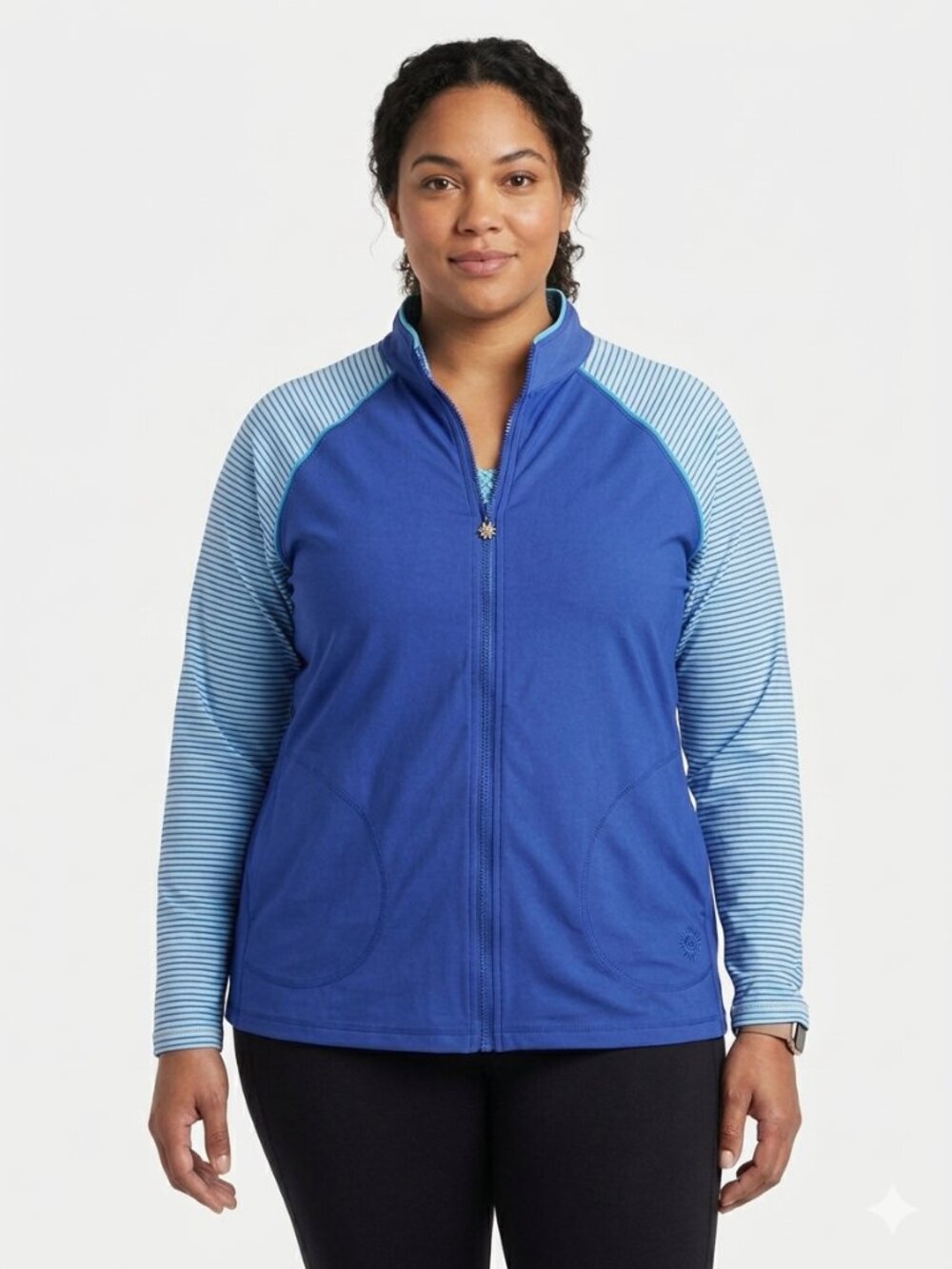 UV SKINZ UPF 50+ Blue Striped Rash Guard Sun Protection Shirt XL